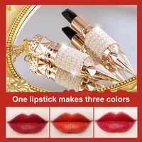 1 stick 3 colors colors lips makeup lip gloss long lasting moisture cosmetic lipstick red lip matte waterproof free shipping