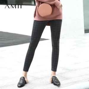 Женские леггинсы в клетку Amii, зимние однотонные облегающие длинные брюки, 11820146