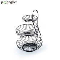 borrey metal fruit basket stand 3 tier cake plate stand dessert plate round fruit basket tray compote household snacks storage