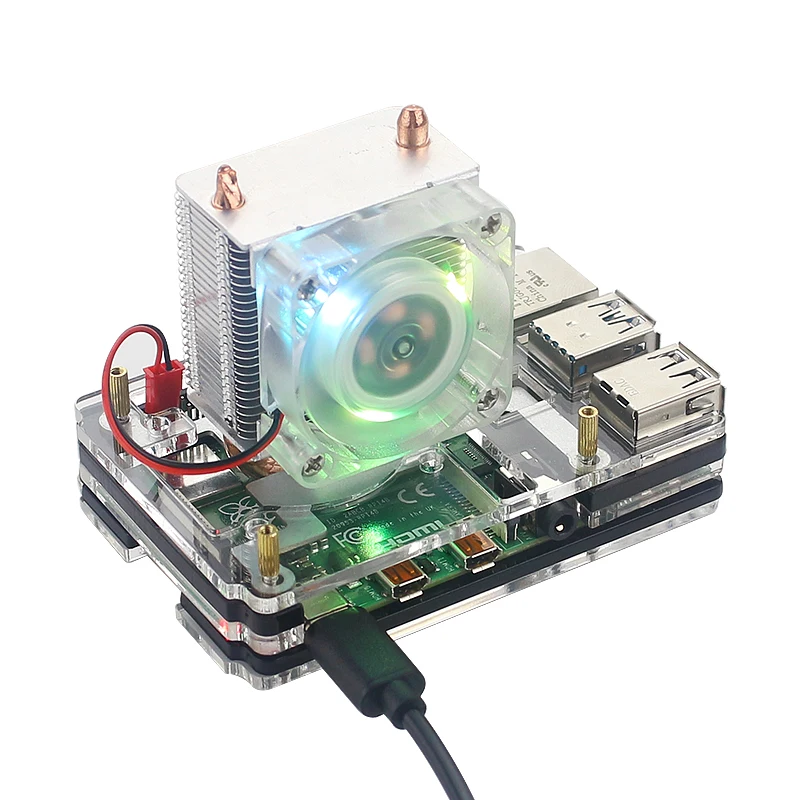 5 Layer Case and Fan Raspberry Pi 4 Ice Tower охлаждающий вентилятор Супер рассеивание тепла 7 цветов светильник+ акриловый чехол для Raspberry Pi 4B - Цвет: 5 Layer Case and Fan