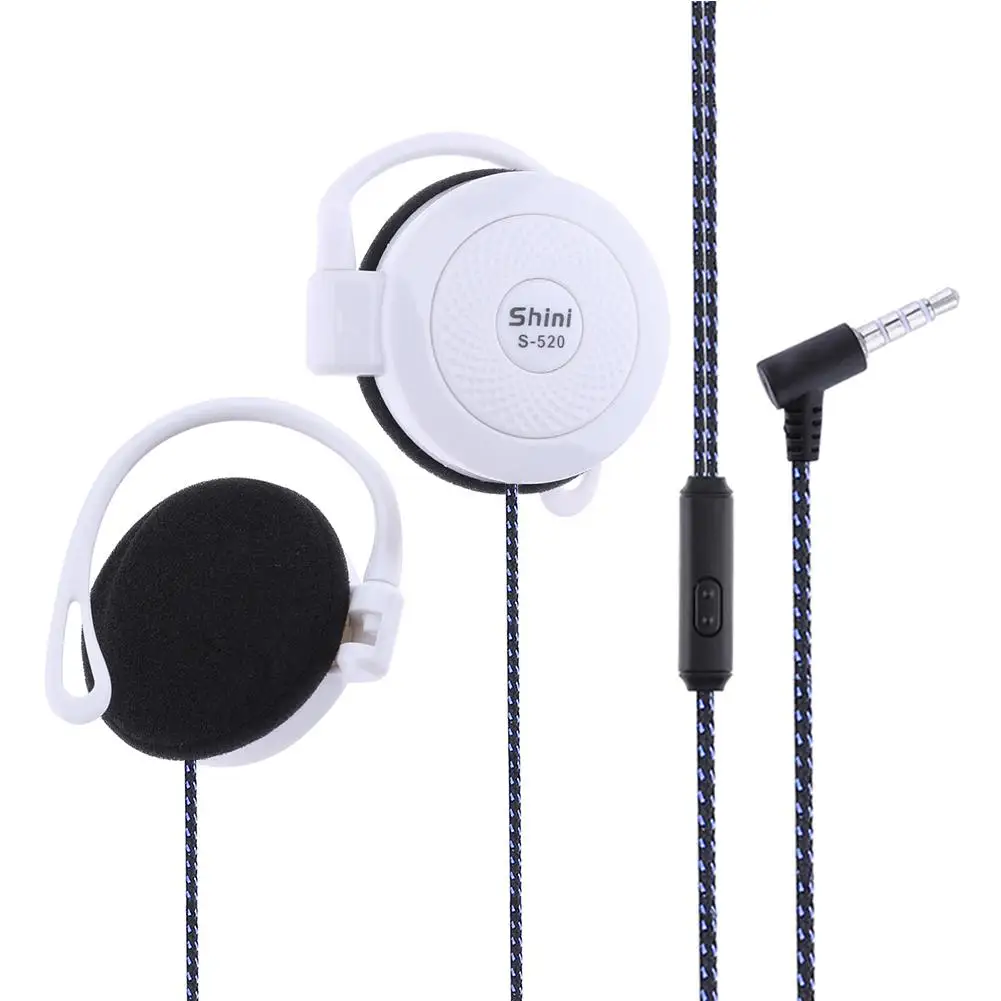 White Для Shini S-520 3,5 мм стерео Mp4 ушные крючки игры Спортивные мобильные телефоны Универсальные наушники ушные крючки гарнитуры провода спортивные наушники - Цвет: White