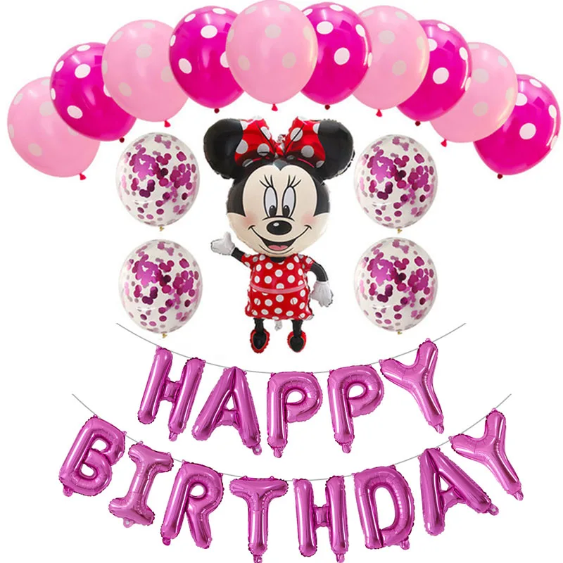 28 шт. Микки и Минни Маус Мышь гелия Фольга воздушные шары Happy Birthday Алфавит висит письма клипсы для воздушных шаров, детский праздничный костюм украшения детский душ