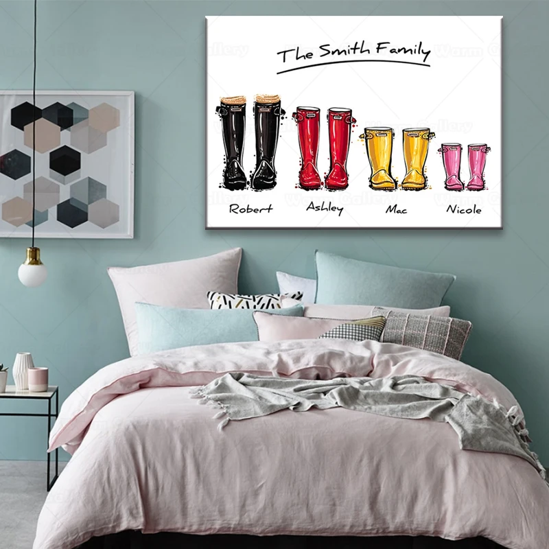 Персональный постер на холсте с семейным принтом Картина резиновыми сапогами