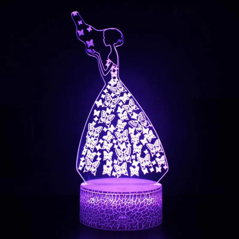 7 Colors Changeable Русалка 3D иллюзия Лампа 7 цветов Изменение Оптическая иллюзия сенсорный стол светодиодный ночник большие подарки для детей украшение дома - Испускаемый цвет: 7 Colors Changeable