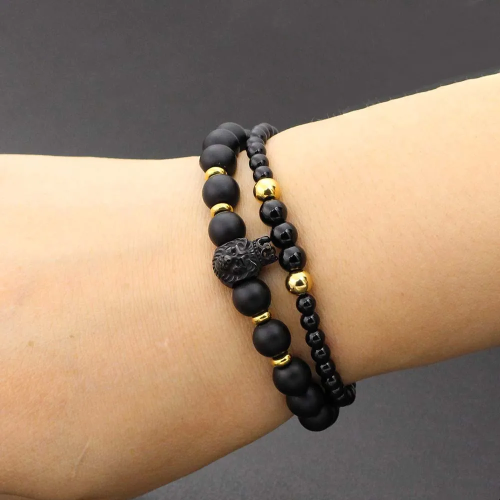 Расстояние пара браслет для мужчин и женщин нержавеющая сталь Лев натуральная