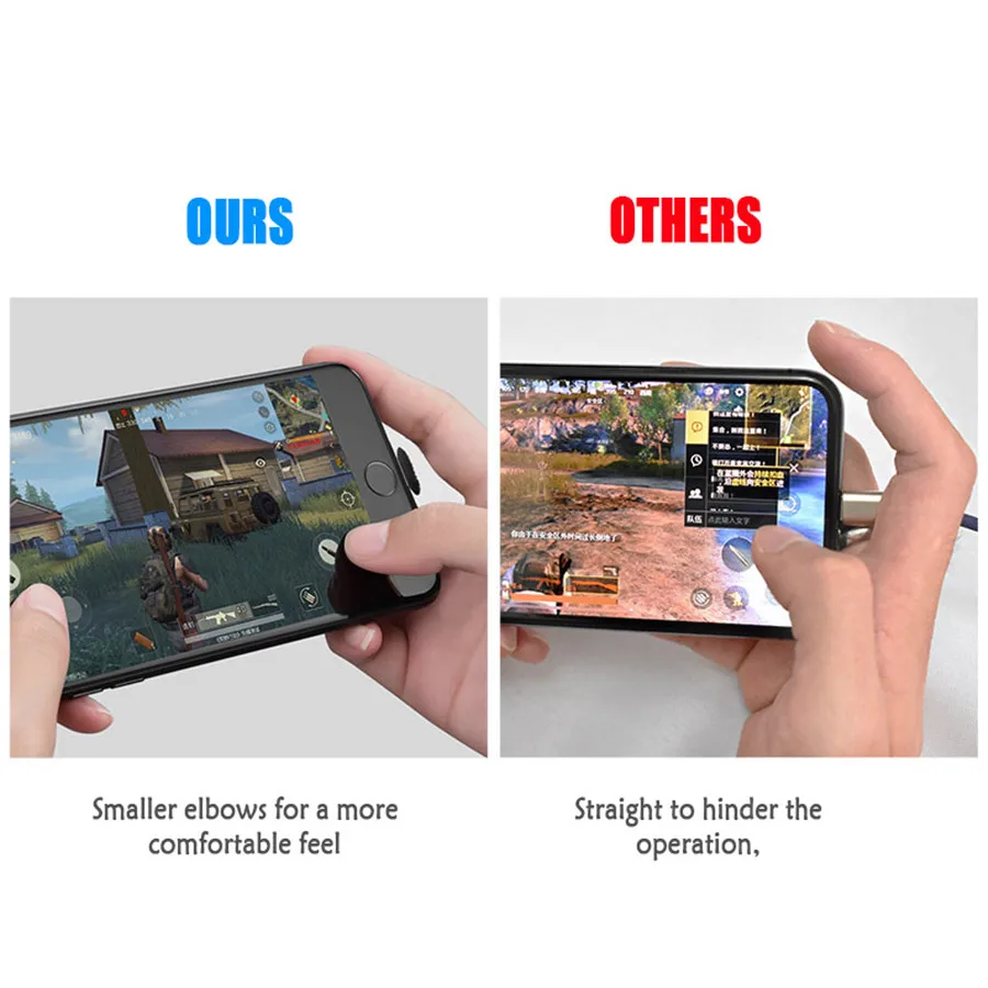 2.4A Fast Charging Type C USB Cable 180 Degree Game Cord for Samsung S10 S9 S8 Mobile Phone Pubg Gaming Wire for Xiaomi Huawei