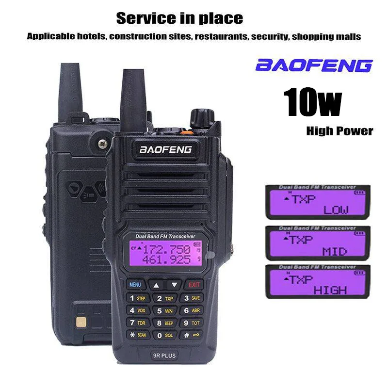 

Baofeng UV-9R PLUS Walkie Talkie 2800mAh 10W Waterproof UHF VHF Radio Ham CB Radio Station HF Transceiver UV9Rplus two way radio