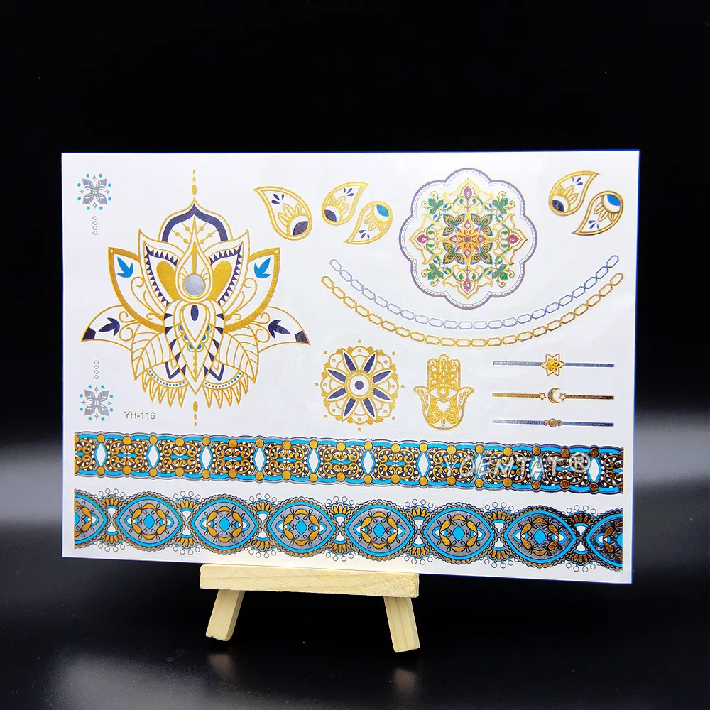 Павлин бабочка Лотос временная татуировка женские вечерние руки тела арт