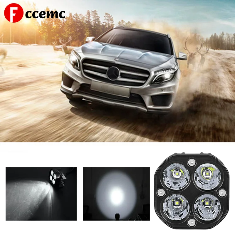 

Fccemc 2pcs 40W 3inch Square LED Work Light Waterproof White Driving Lighting 12V 24V Suitable For Tractors 4X4 Offroad SUV New