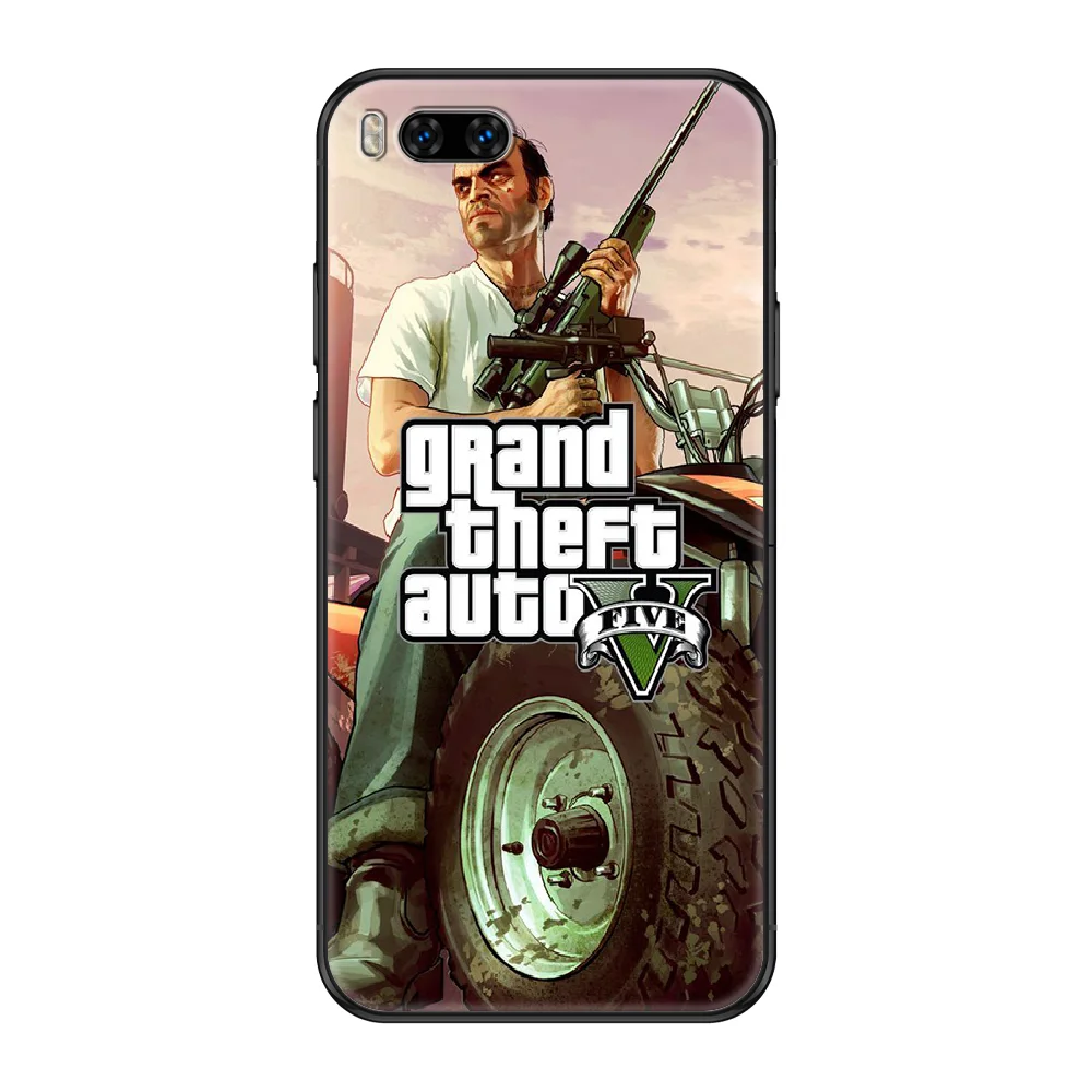

Game Grand Theft Auto GTA5 Phone case For Xiaomi Mi 6 8 9 A1 2 3 Max3 Mix2 Mix2S X T Lite Pro black painting shell fashion funda