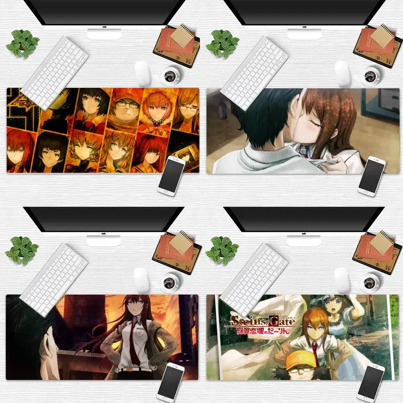 

Steins Gate anime cartoon Gaming Player desk laptop Rubber Mouse Mat Desk Gamer Large Mouse pad mats Non-slip Laptop Cushion