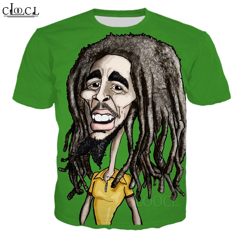 Новинка летняя популярная футболка HX с 3D-принтом певицы Боба Марли для мужчин и
