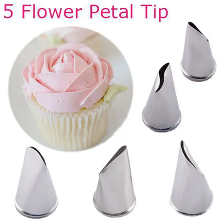 5 шт./компл. Роза искусственные Кондитерские насадки для крема из нержавеющей