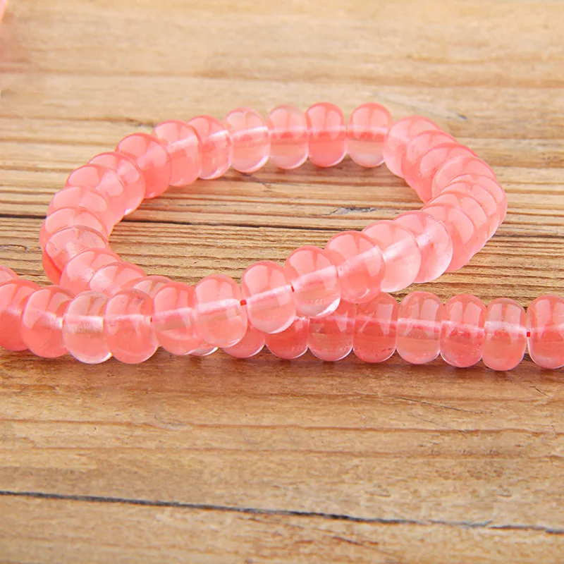 

Natural Red watermelon tourmaline Gem Stone flat Polish Loose Spacer Rondelle Beads 4*6/5*8MM DIY For Jewelry Making Bracelet