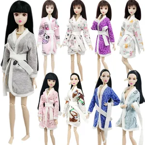 Розовый серый халат с сердцем для куклы Барби костюм для ванной зимняя пижама одежда для сна повседневная одежда для Барби играть дома игрушки