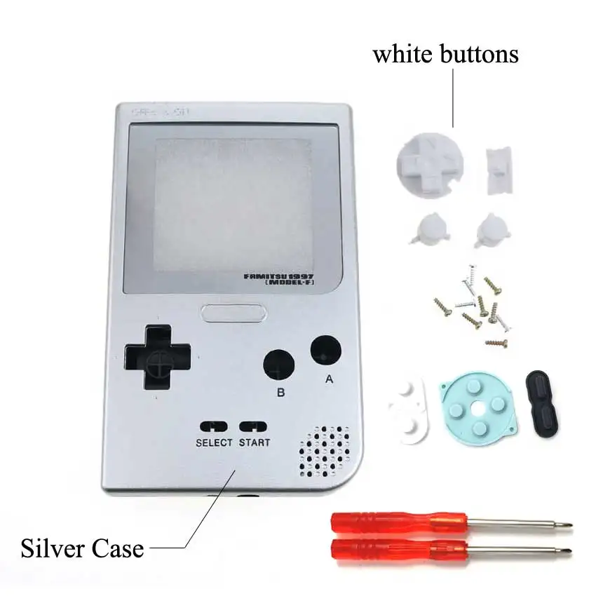 YuXi полный Чехол Корпус Замена для Gameboy Карманная игровая консоль для GBP оболочка с кнопками Набор отверток Инструменты - Цвет: silver case white