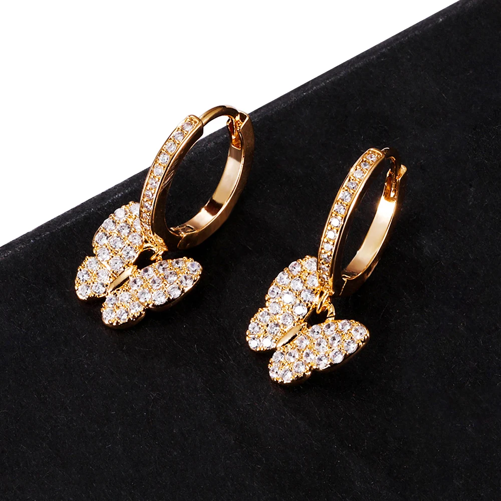 

CZ Hoop Butterfly Earrings For Women Gold Silver Color Bling Bling Cute Insect Fashion Jewelry Brincos femininos New 2020