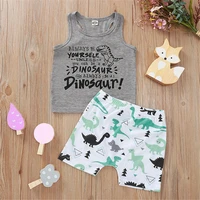 baby girl boy sport clothes sets summer short sleeve topspants 2pcs suit toddler girls cartoon dinosaur print clothing outfits