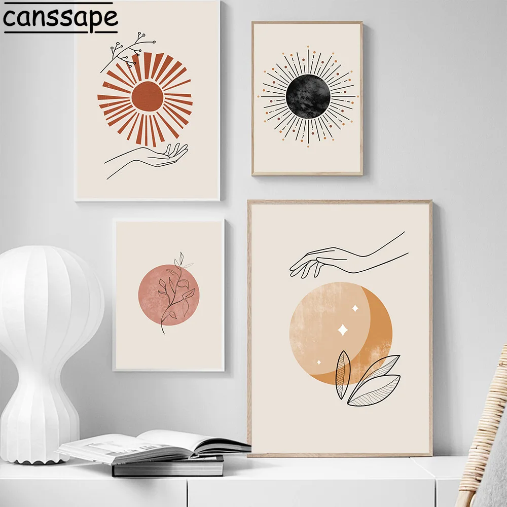 Настенная картина в стиле бохо с абстрактными линиями художественный постер