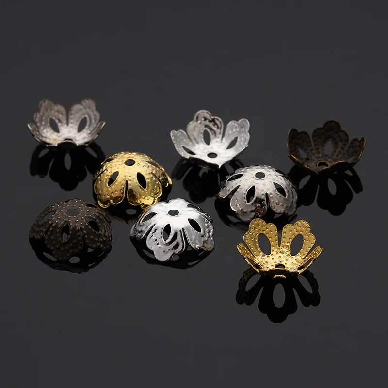 

SAUVOO 100pcs/Lot Mixed Size Metal Flower Bead Cap Loose Spacer Bead Caps For DIY Jewelry Making Charms Necklace Bracelets
