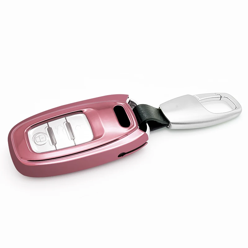PINK-BUCKLE Высококачественный Мягкий защитный чехол для ключей из ТПУ для Audi A4L A5 A6 A6L Q5 S5 S7 защитный чехол для автомобиля Стильный чехол - Название цвета: PINK-BUCKLE