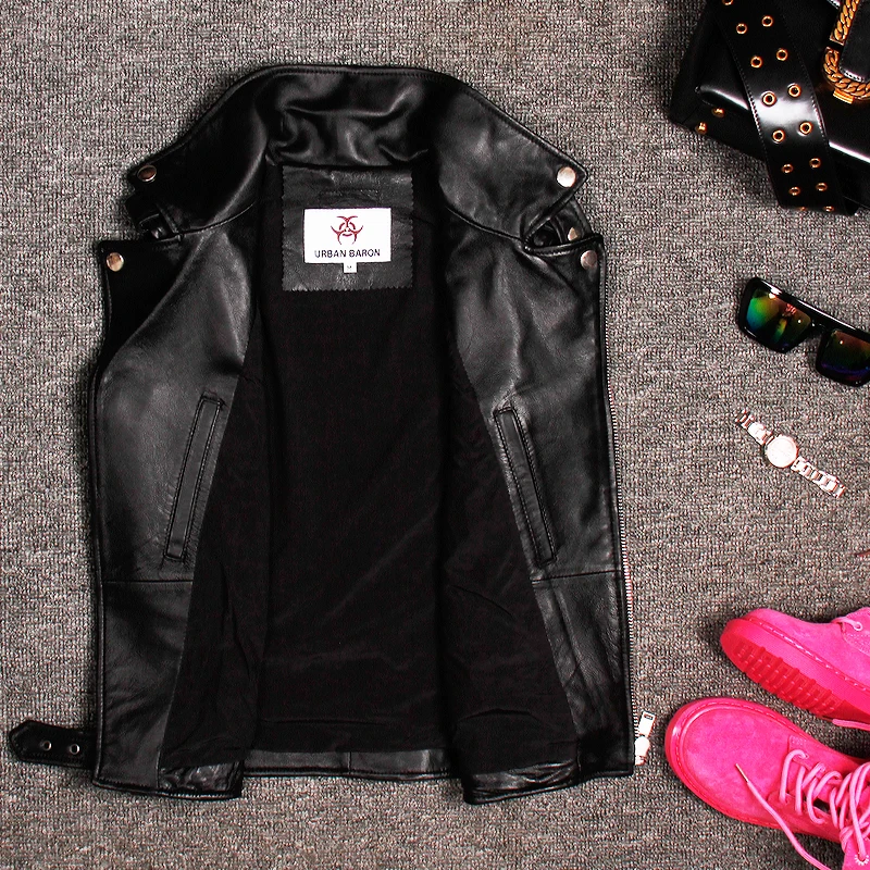 

Nice Shipping Sleeveless Women Genuine Leather Jackets Motorcycle Vest Leather Coats On Nice