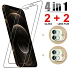4 в 1 закаленное стекло для iphone 12 i12 pro max 12 mini Защитное стекло для объектива для iphone11 i11 pro max x xs xr xs max