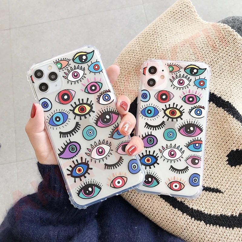 Милый прозрачный персональный глаз анти-падение пары чехол для телефона Iphone 11 pro