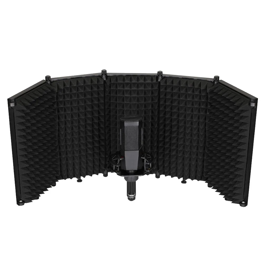 

Studio Recording Professional Soundproof Foldable Portable ABS Adjustable Angle Windscreen Microphone Isolation Shield Desktop