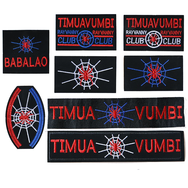 Декоративные Мультяшные нашивки с изображением синего Красного паука вышитые