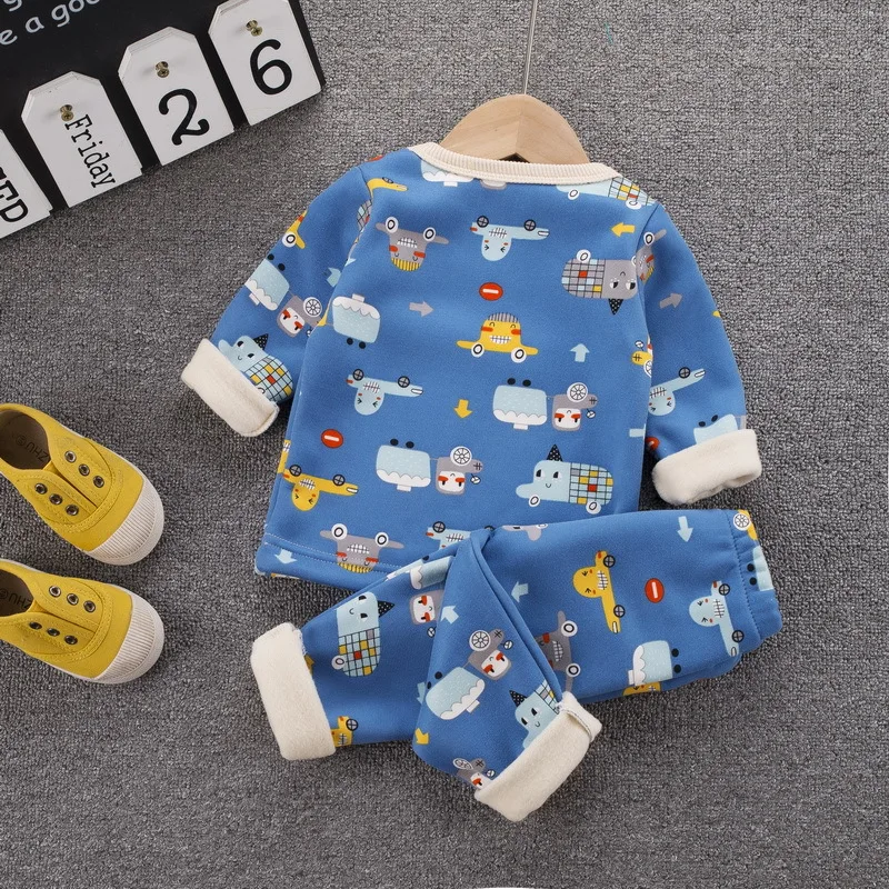 Пижамный костюм для мальчиков осенне-зимний из плотного вельвета хлопка с милым