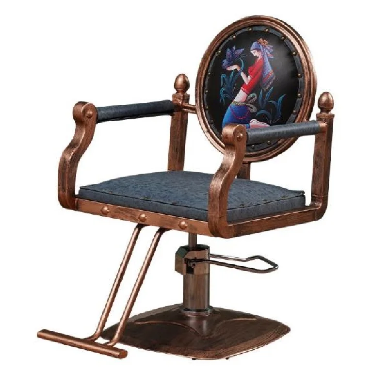 Парикмахерский ретро-стул, американсветильник, Роскошный Ретро-стул для парикмахерской, подъемный вращающийся парикмахерский стул