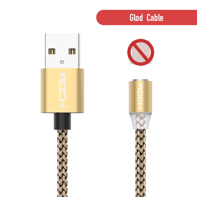 Only Gold Cable Магнитный usb-кабель ROCK для быстрой зарядки, кабель USB type C, Магнитный зарядный кабель Micro usb для зарядки и передачи данных, кабель USB для мобильного телефона - Цвет: Only Gold Cable