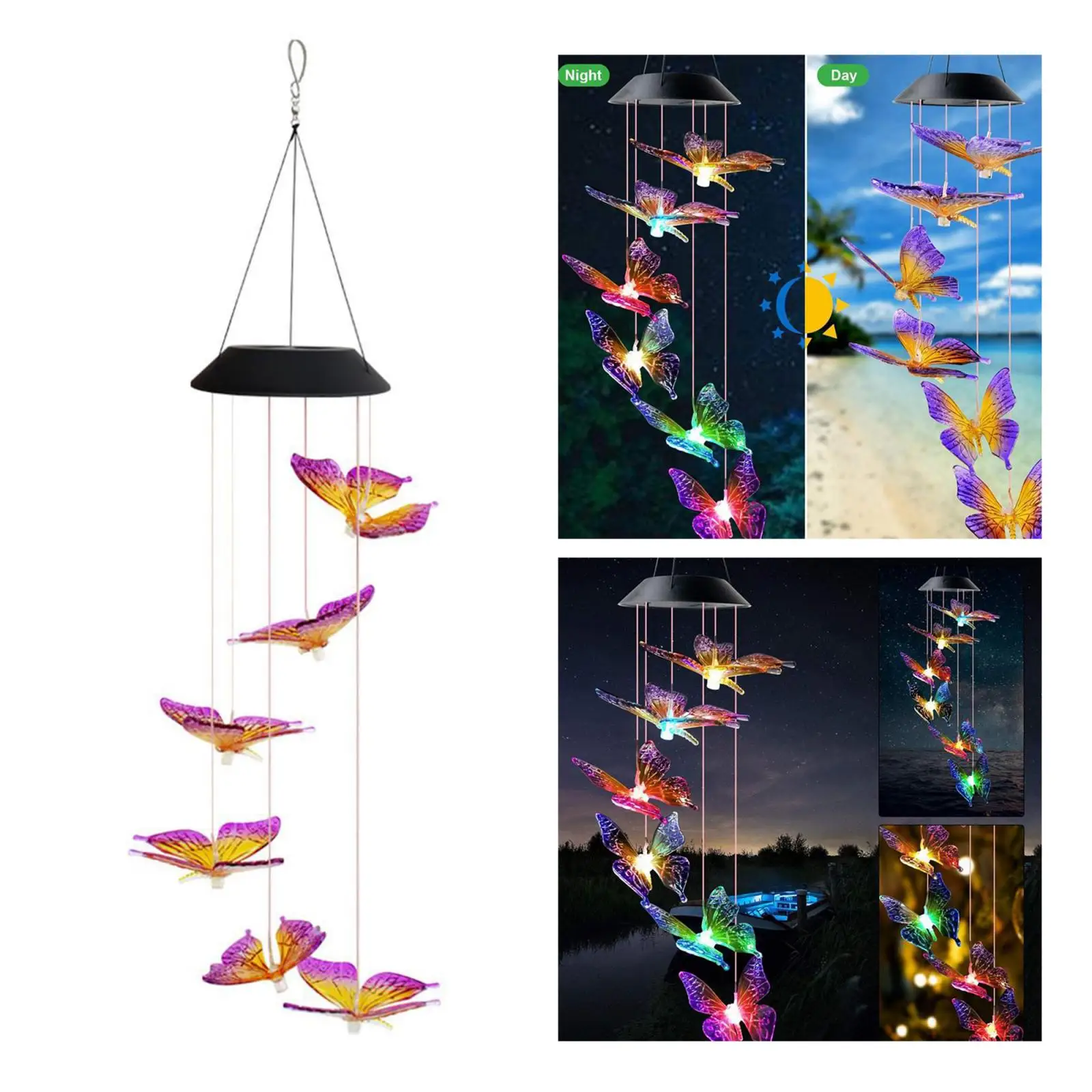

Solar Powered Wind Chime ColorCing LED Solar Mobile Outdoor ing Lamp