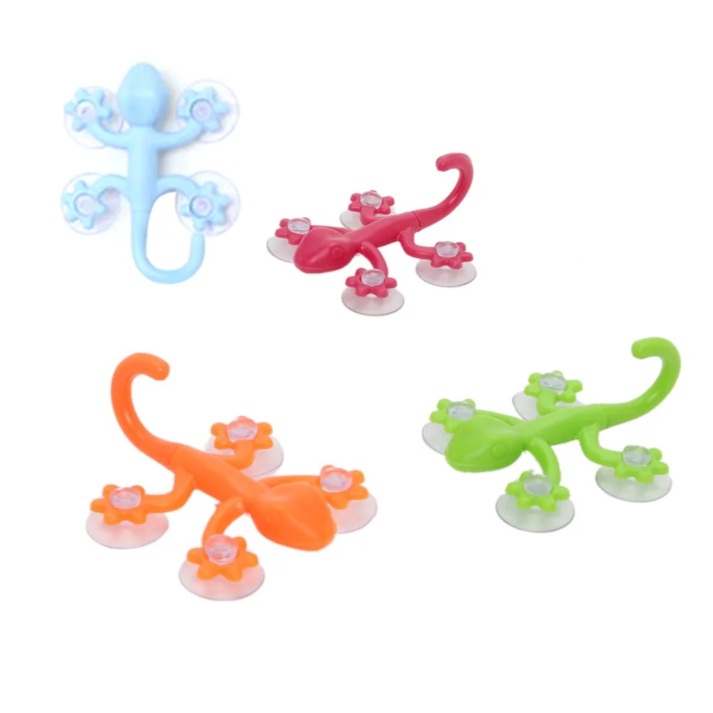 

1pcs Wall Hook Hanger Gecko Hook With 4 Strong Suction Cup Super Suction Cup Sucker Cartoon Hook For Kitchen Bathroom Accessorie