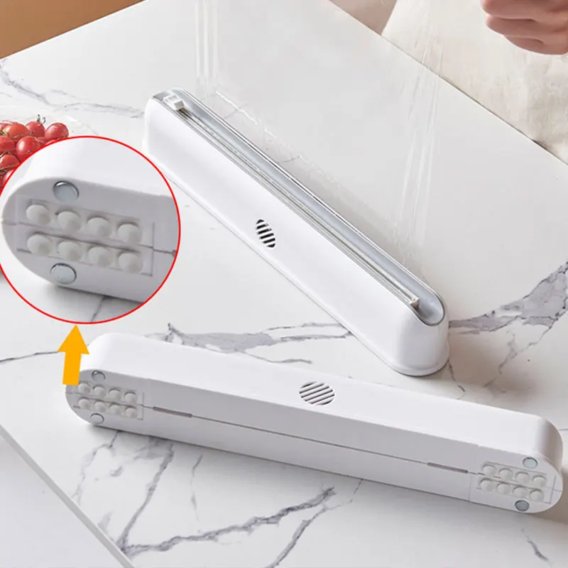

Plastic Film Cutting Box Kitchen Table Food Film Cutting Device Household Portable Suction Cup Type Food Packaging Dispenser