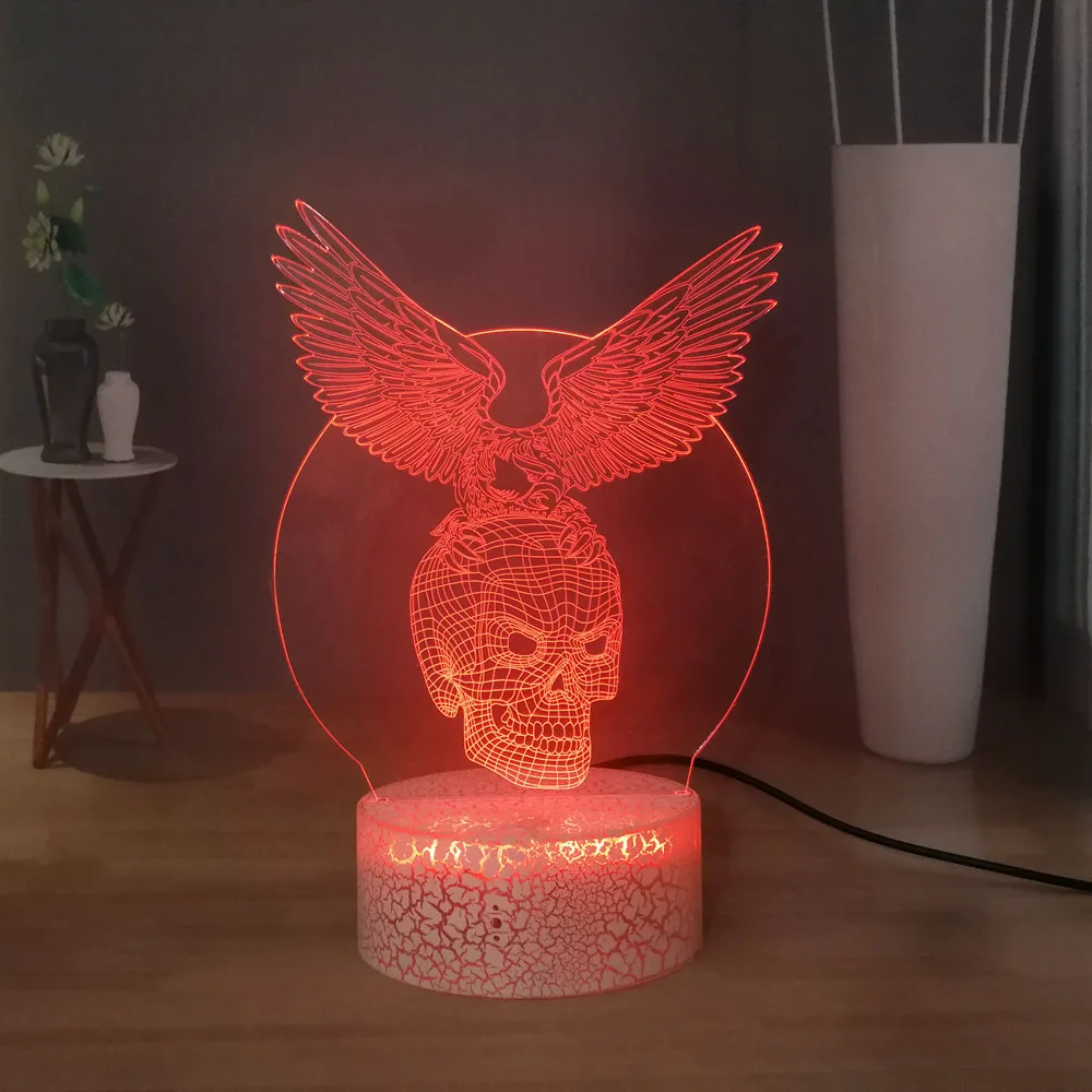 Светодиодный светильник в виде странного черепа и крыльев ночник на Хеллоуин