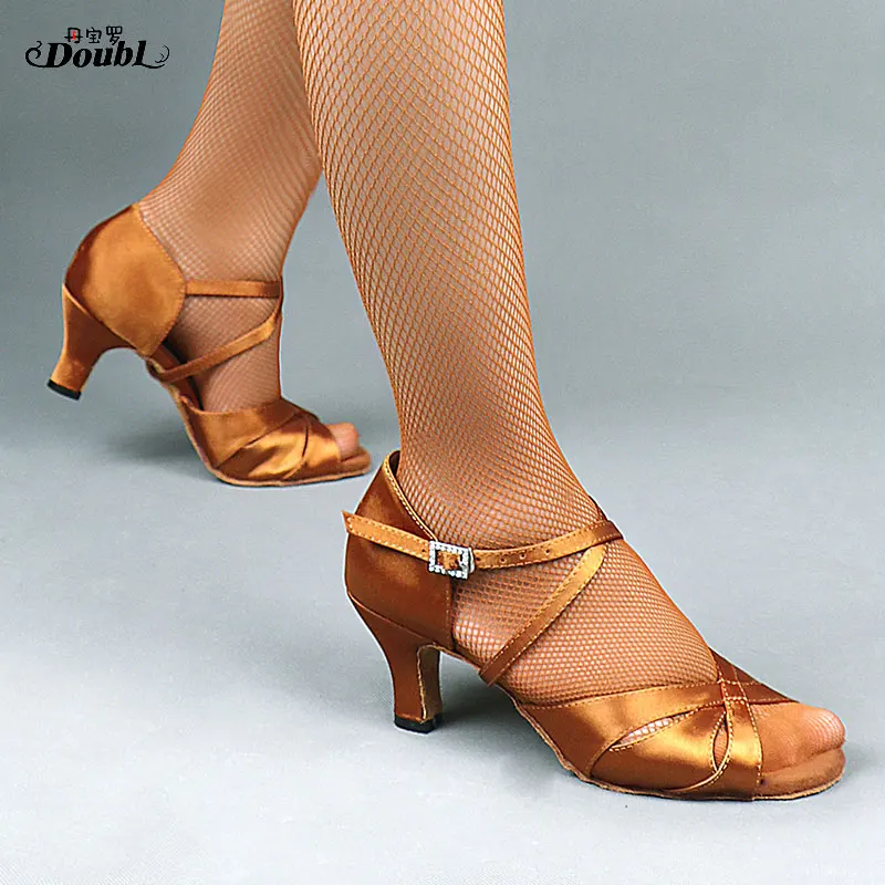 Латинские Бальные сандалии танцевальные туфли каблук 6 см 7 5 мягкая сатиновая