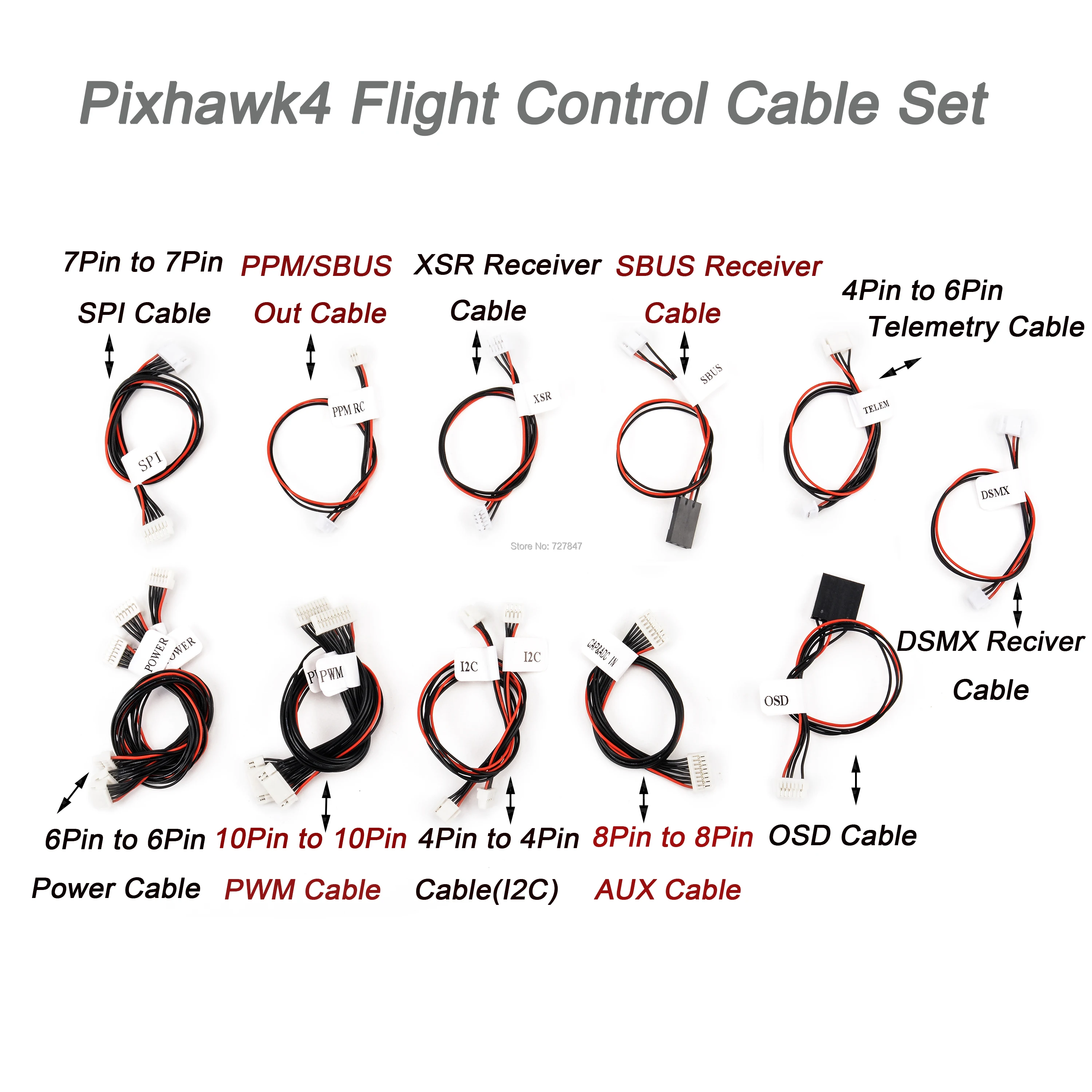 Запасные аксессуары SPI/PPM/SBUS/XSR/PWM/AUX/OSD телеметрический провод питания Кабельный соединитель для Pixhawk4 Pixhawk 4 силиконовый провод
