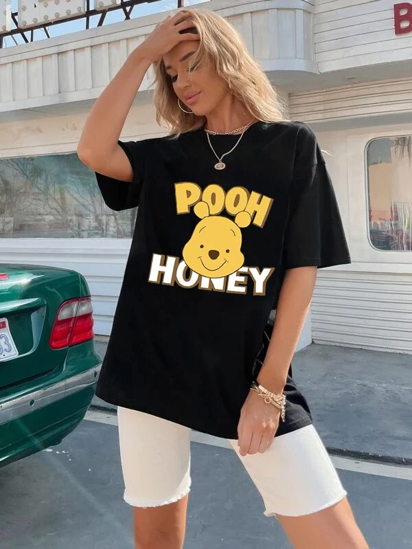 Модные женские футболки большого размера с изображением пуха медведя улззана из