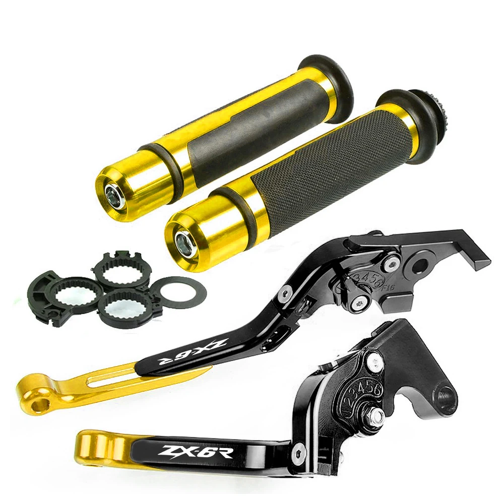 H WITH LOGO gold Ручка тормоза мотоцикла CNC Aliuminum Регулируемый рычаг тормоза сцепления ручка для Kawasaki ZX6R 2000 2001 2002 2003 2004 ZX-6R - Цвет: H WITH LOGO gold
