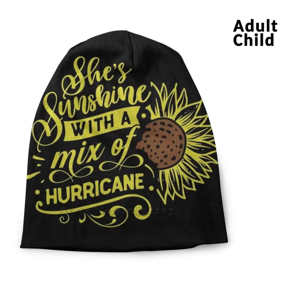 

She's Sunshine With A Mix Of Hurricane Hip Hop Head Caps Beanies Beanie Hats Live Laugh Love Typography Heart Best Selling