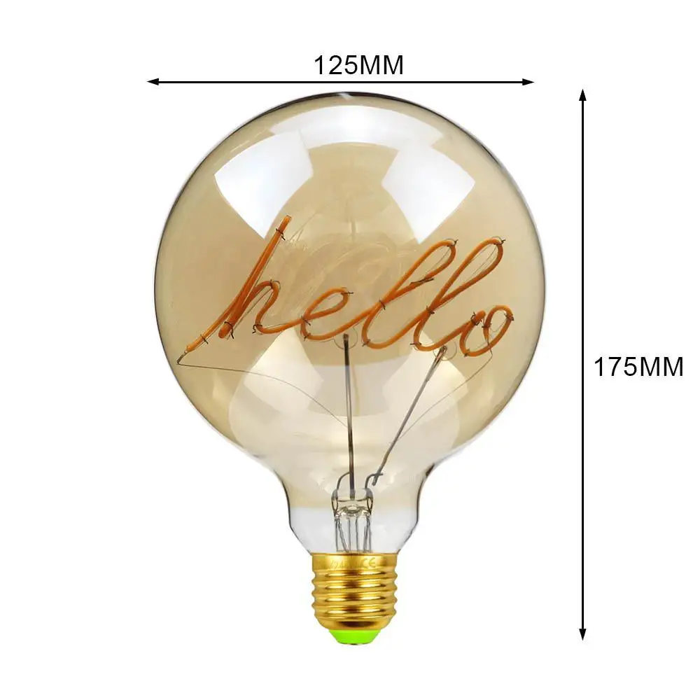 LumiParty G125LED Bulb HELLO Soft Spiral Filament 220V 4W E27 Vintage Lamp for Bar Coffee Restaurant Xmas Party Decoration | Лампы и