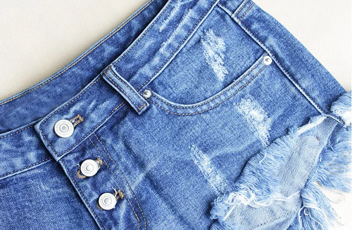 Женские рваные джинсовые шорты в стиле панк винтажная джинсовая ткань с