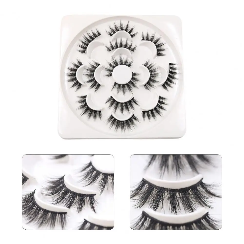 

7Pairs False Eyelashes Fascinating Comfortable to Wear Fiber Lotus Plate Makeup Extensions Eye Lashes for Dressing Room