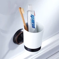 oil rubbed bronze toothbrush holder tumbler holder toothbrush holder with single ceramics cup bathroom accessories zd1686