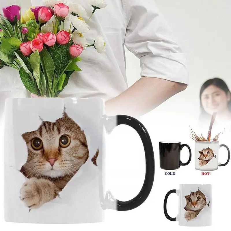 Креативная чашка с изображением милой кошки панды меняющая цвет хамелеон