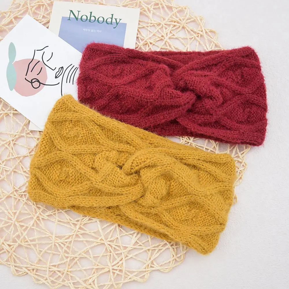 

Make Up Autumn Winter Knitted Cross Warm Hair Accessories Head Hoop Knit Hair Band Wide Headband