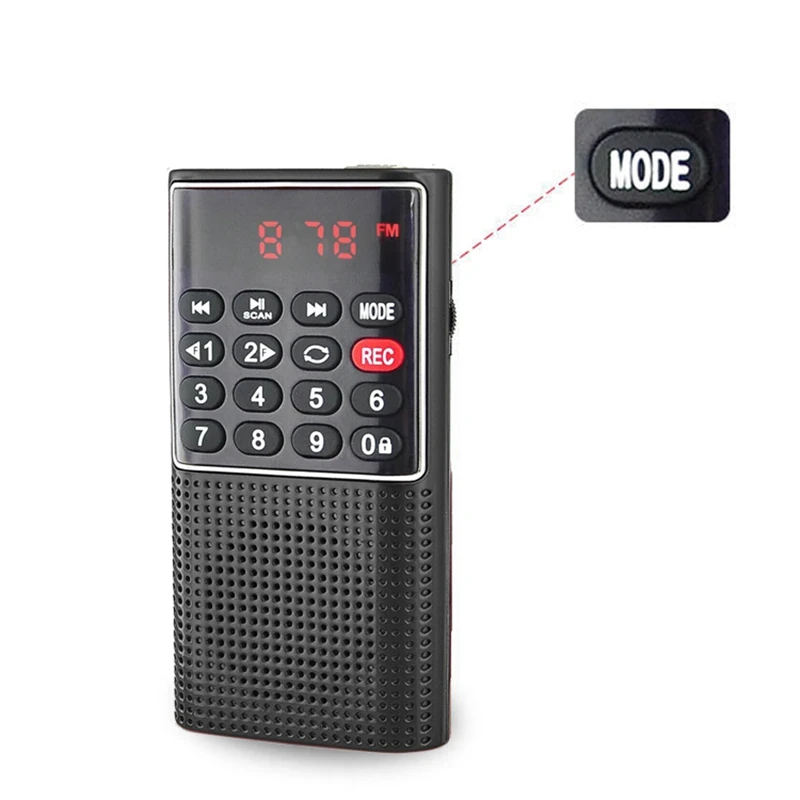 Мини fm-карманный радио динамик музыкальный плеер Поддержка TF AUX fm-рекордер