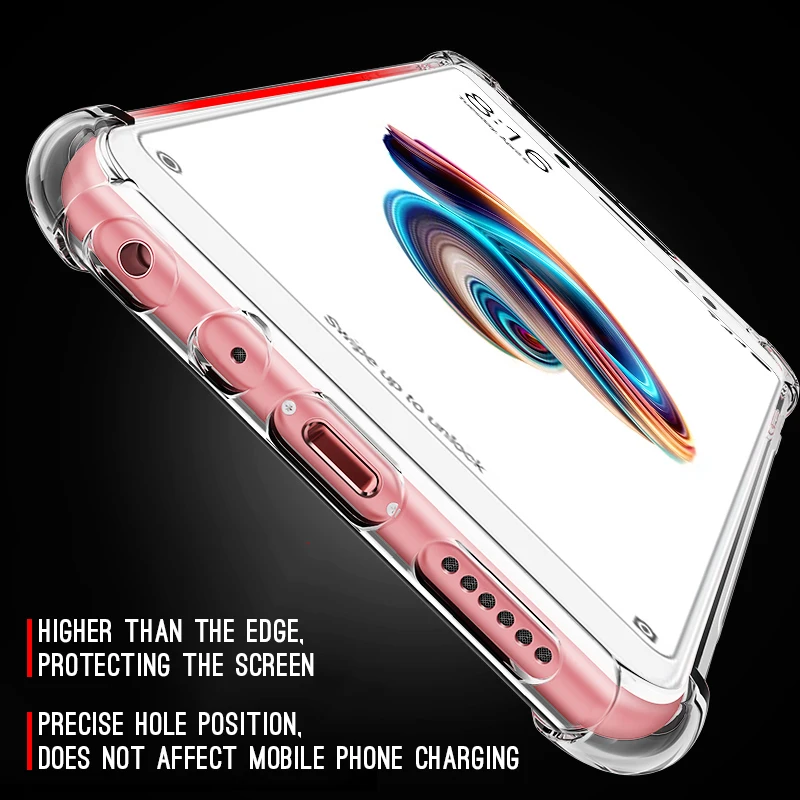 Кристальная мягкая подушка безопасности ТПУ чехол для Xiaomi Redmi Note 7 5 6 Pro прозрачный